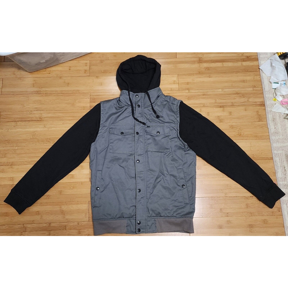 Dravus Heading Nowhere Black Gray Canvas Full Zip Hooded Hunting Jacket Men's M - Picture 2 of 10